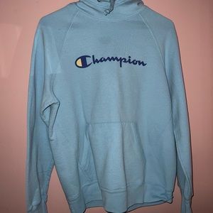 champion light blue hoodie
